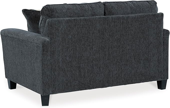 Signature Design by Ashley Abinger Chenille Contemporary Loveseat with 2 Accent Pillows Dark Gray