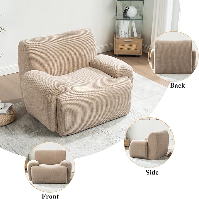 Mlmh &amp Kngwa Set of 2 Boneless Accent Chair 42 inch Oversized Chairs for Living Room Comfy Reading Nook Chair Single Couch with Wide Armrest for Bedroom Apartment Taupe