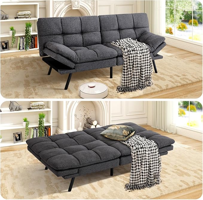 MUUEGM Futon Sofa Bed Loveseat Memory Foam Modern Office Couch Sleeper Bed Convertible Love seat Sofa for Small SpacesApartmentOffice with Adjustable Armrest Backrest