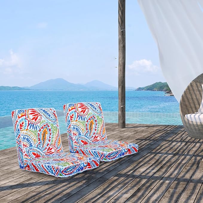 JMGBird Floor Chair with Back Support - Adjustable 5-Position Gaming Chair Waterproof Paisley Pattern Indoor Outdoor Meditation Cushion