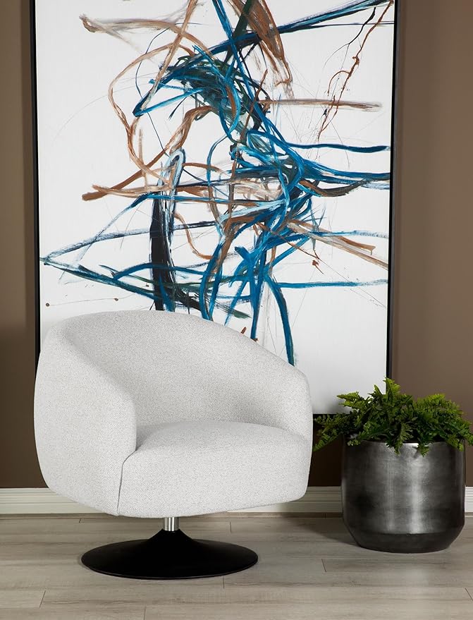 Coaster Home Furnishings - Dave - Boucle Fabric Upholstered Barrel Back Swivel Accent Chair with Pedestal Base Tapered Off Armrests and 360-Degree Swivel - Living Room - Beige - 905739