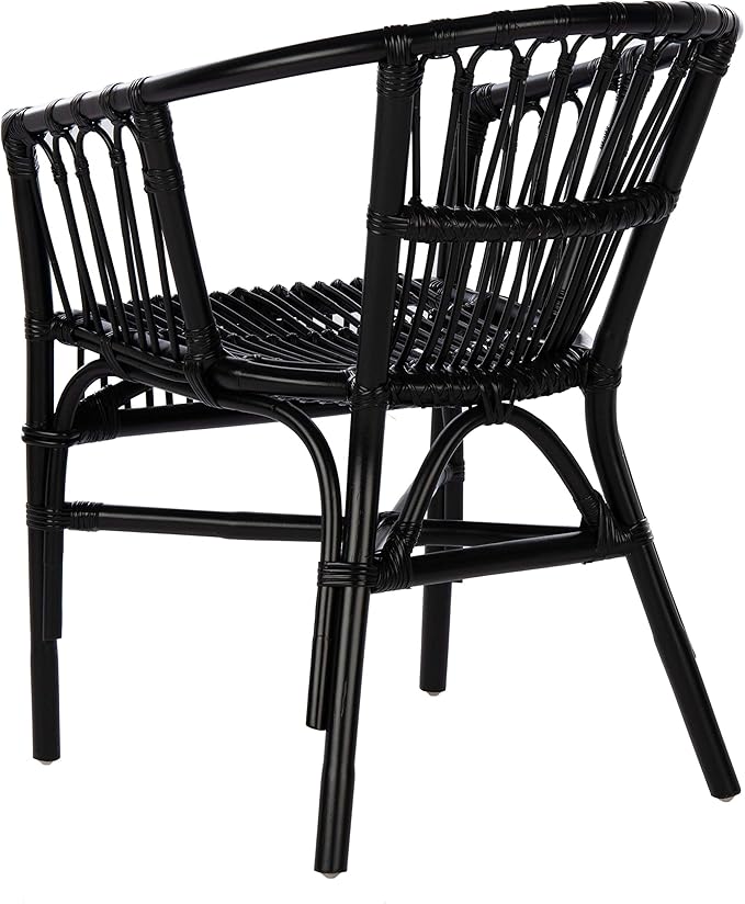 Safavieh Home Adriana Coastal Black Rattan (Set of 2) Accent Chair (ACH6505A-SET2)