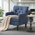 Accent Chair for Living Room Mid-Century Armchairs for Small Spaces Chenille Upholstered Comfy Reading Armchair with Studded for Bedroom (Blue)