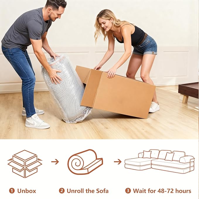104 Oversized Convertible Sleeper Sofa Bed Chenille L Shape Sectional Couch Folding Sofa Bed with Fixed-Shape Frame Modern Cloud Floor Mattress Couch Modular Sofa for Living Room Dark Grey