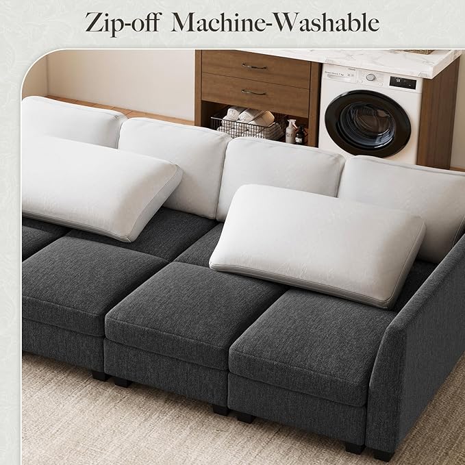 Belffin 111 Sectional Sleeper SofaOversized Sectional Couch Wide Deep Seat Sofa BedModular Sectional Couches for Living RoomApartment and BedroomDark Grey