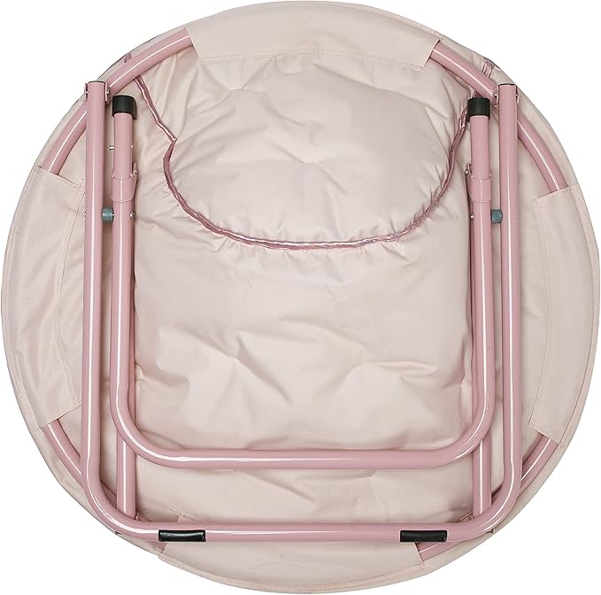 Urban Lifestyle Faux Fur with Holographic Trim Foldable Saucer Chair Blush