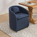 KEIKI Set of 1 Chenille Fabric Dining Armchair with Back Cushion and Universal Wheels Ergonomic Backrest 250 lbs Capacity Easy Assembly for Dining Room and Indoor Spaces
