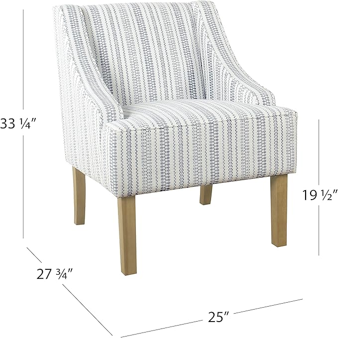HomePop Swoop Arm Accent Chair Ivory Stripe
