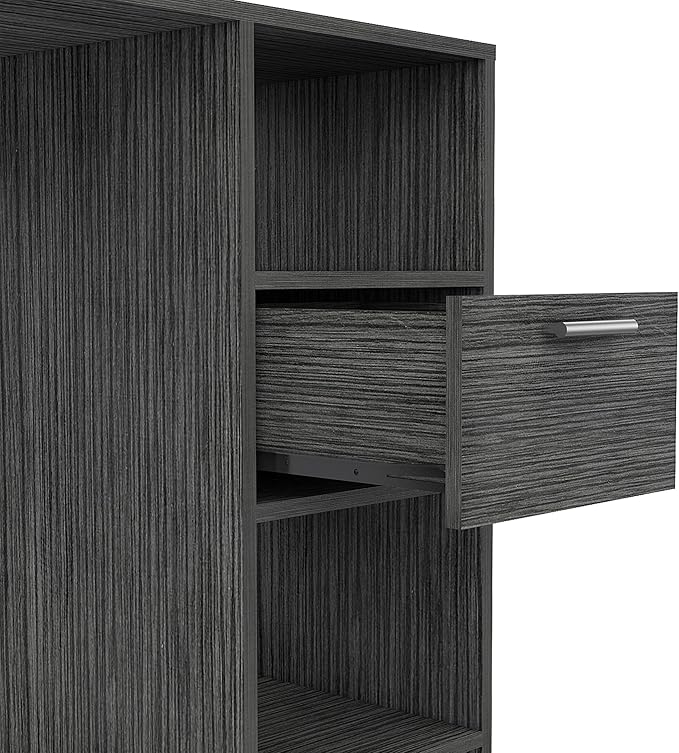 Writing Work Study Computer Desk with Open Storage Spaces One Drawer Two Shelves Functional Workspace Desk for Home Office Living Room