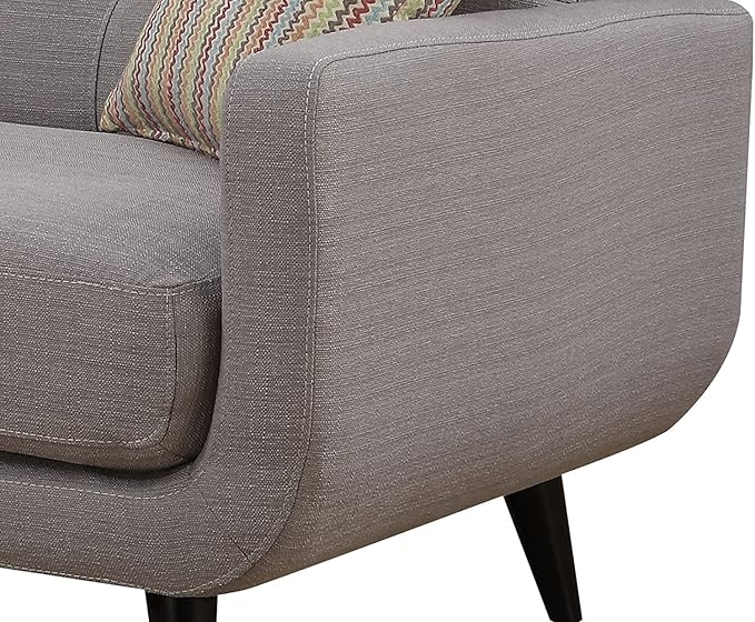 AC Pacific Crystal Collection Mid Century Modern Living Room Furniture Tufted Back Solid Espresso Legs Plush Upholstery Accent Piece with Minimal Assembly Sofa Light Grey