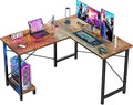 DUMOS L Shaped Desk Computer Gaming Desks Corner Office Table with CPU Shelf for Home Study Writing Work Station 50 Inch Rustic Brwon