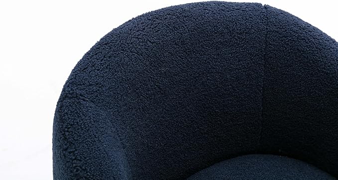 360° Blue Teddy Swivel Accent Chair for Living Room Small Round Swivel Chairs with Metal Base for BedroomBarrel Chairs for Bedroom Corner Or Small Spaces Cozy (Dark Blue)