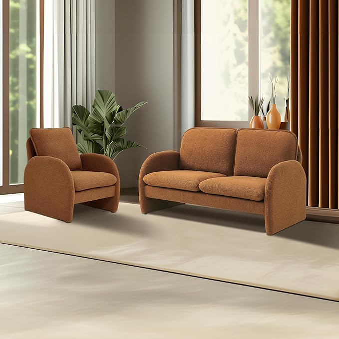 59.05 X 30.7'' Loveseat Sofa Sherpa Lamb Fabric Love Seat Couch Comfy 2 Seater Sofa Upholstered Modern Leisure Loveseat Couches for Bedroom Office Living Room and Apartment