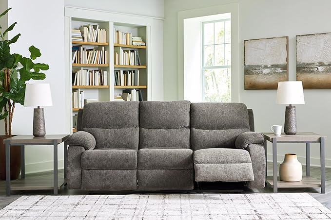 Signature Design by Ashley Scranto Contemporary Manual Reclining Sofa Gray
