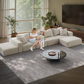 197” Modular L-Shaped Sectional Sofa Cloud Chenille Couch with 6 Pillows No-Assembly Customizable Sofa for Living Room &amp Bedroom Beige