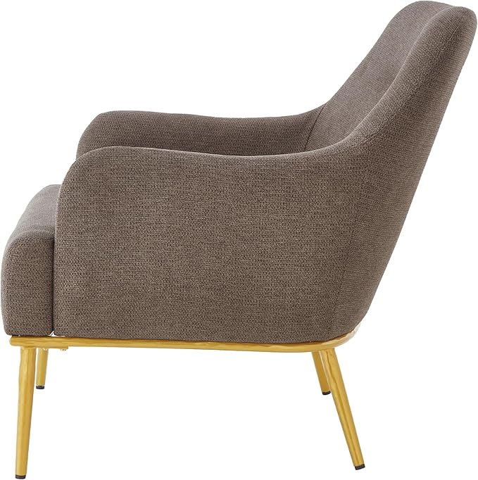 Christopher Knight Home Justin Modern Accent Chair with Metal Legs Chenille Upholstered Lounge Chair Indoor Curved Backrest Armchair Soft Cushion Seating for Living Room Reading Home Brown