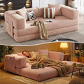 78.8’’ Boneless Sleeper Sofa BedConvertible Futon Couch with Storage Pocket and 2 PillowsModular Corduroy Sofa for livingroomSmall speacePink