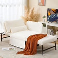 Sleeper Chair Bed Upgrade 4-in-1 to 5-in-1 Convertible Multi-fuction Sofa Chair w/Adjustable Backrest Assembly-Free Linen Folding Sofa Ottoman Bed for Living Room Apartment (Wool White)