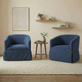 Swivel Accent Chair Set of 2 360 Degree Performance Fabric Armchair Modern Barrel Chairs Armchair for Living Room Bedroom Home and OfficeBlue