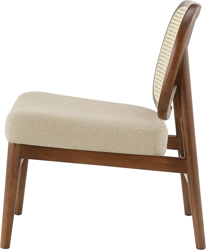Coaster Home Furnishings - Rayo - Wood - Cane Back Upholstered Accent Chair with Armless Design Cushioned Seat and Tapered Legs - Living Room - Camel - 900621