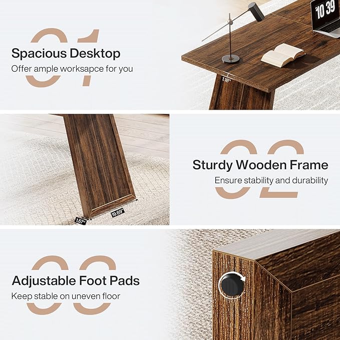 Tribesigns 70.87-Inch Executive Desk Large Office Computer Desk with Slanted Legs Modern Simple Study Writing Table Workstation for Home Office Rustic Brown