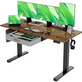 Seang Standing Desk with Drawer 55 x 24 Height Adjustable Stand Up Desk 3 Memory Height Settings with Cable Grommets &amp Storage Hooks Ideal for Home &amp Office Rustic Brown