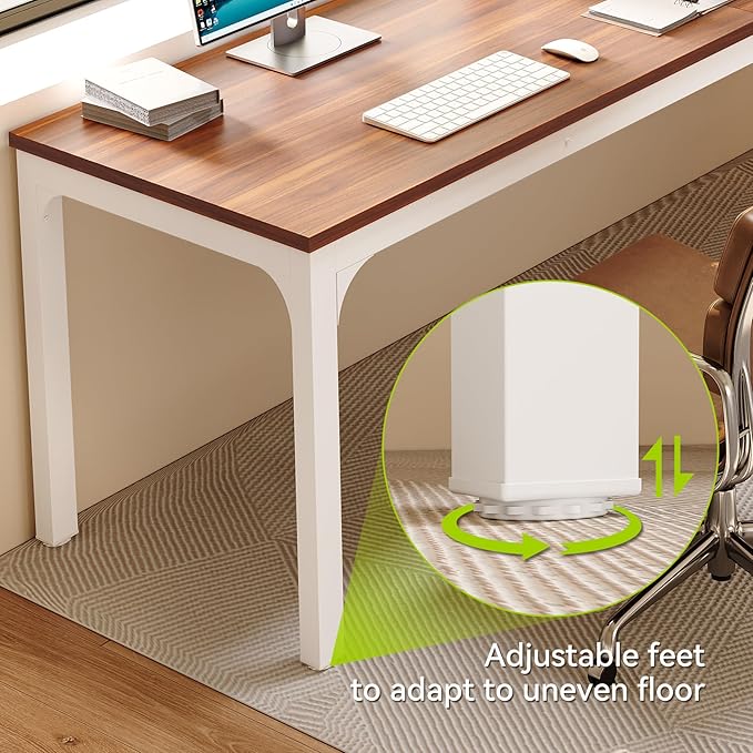LITTLE TREE 78.7-Inch Ultra Long Double Desk Writing Gaming Work Computer Two-Person Desk for Home Office Walnut + White