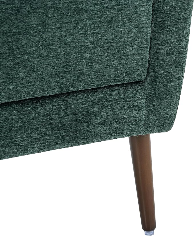 Modern Accent Chair Chenille Upholstered Arm Chair with Pillow Comfy Soft Padded Chair Fabric Single Sofa Chair Reading Accent Chair for Living Room Bedroom Blackish Green