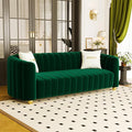 83 Green Velvet Couch Luxry Modern Sofas for Living Room Velvet Sofa 3-Seater Solid Wood Frame with Gold Metal Legs and Two Pillows Emerald Green Couch