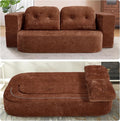 Hommoo Compression Sofa Convertible Sofa Bed Folding Sleeper Futon with Back Armrest 2 in 1 Floor Lounge Couch Chenille Fabric Foldable Mattress Couch for Living Room/Guest Room/Apartment Orange