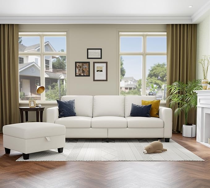 Youmumeub Sectional Couches for Living Room - Convertible Sofa and Storage Bench79''Modern Corner ConfigurationSuitable for Living Room Apartment Bedroom and Office-Beige