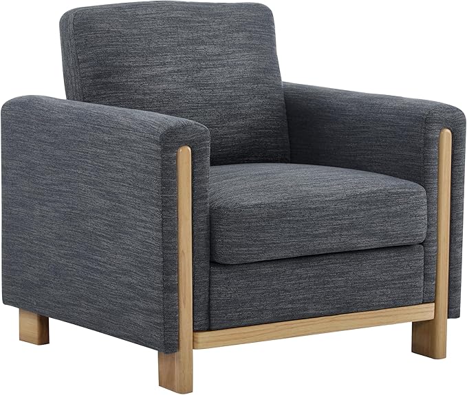 Christopher Knight Home Atkin Upholstery Accent Chair Fabric Club Chair Square Armchair Cozy Seating Lounge Chair with Backrest Single Sofa Chair Reading Chair for Living Room Home Rest Charcoal
