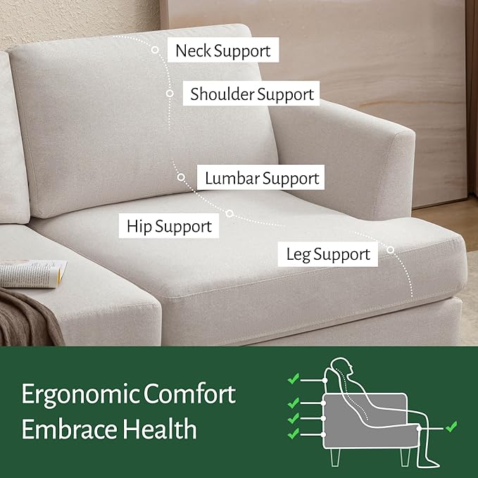 Living&ampGiving 65 W Loveseat Sofa with Extra Deep SeatsLove Seat Couches for Small SpacesMid Century Modern Couch for Apartment2 Seater Couch for Living RoomSmall Sofa for Bedroom