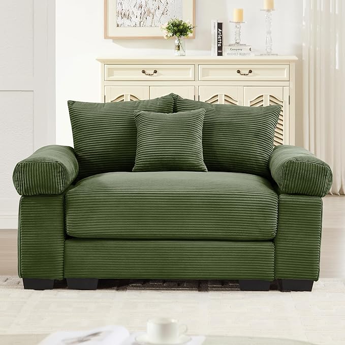 Cloud Couch Modular Sectional Sofa 54.3 Oversized Convertible Sofa Sectional Couches for Living Room Comfy Corduroy Upholstery Couch Deep Seat Extra-Wide Armrests Couches Green