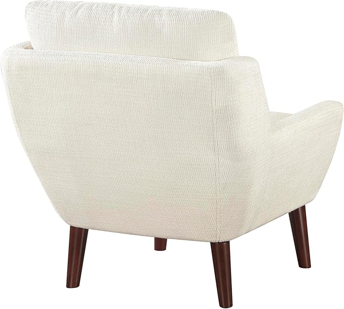 Lexicon Modern Wingback Accent Chair Chenille Fabric Upholstered Lounge Reading Arm Chair Solid Wood Legs for Living Room Bedroom Supportive Padded Pocket Coil Seat Easy Assembly Beige