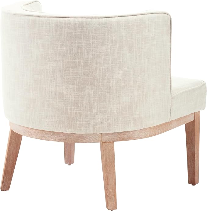 Accent Barrel Chair Linen Accent Chair Upholstered Modern Single Sofa Side Chair with Wood Legs Comfy Barrel Club Chair for Bedroom Reading Room Beige