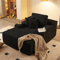 67x48 Oversized Chaise Lounge Chair Indoor Upholstered Sofa Bed with Plush Faux Fur Sleeper Couch Reading Chair Fluffy Cloud Sofa for Living Room Corduroy Black