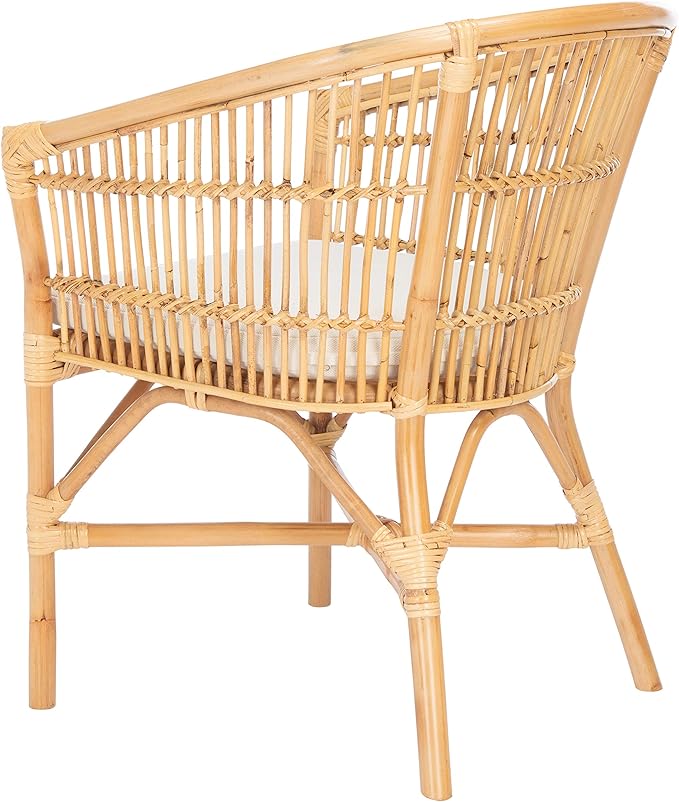 Safavieh Home Collection Olivia Rattan Cushion Accent Chair Natural/White