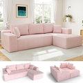 104 Cloud Sectional Sofa with L-Shaped Chaise Plush Corduroy FabricModern Modular CouchUpholstered Deep Seat for Living Room BedroomNo Assembly Required 3-Seater (Right Facing Chaise) Pink