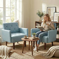 Faux Leather Accent Chair Modern PU Armchair Retro Tufted Upholstered Arm Chair Comfy Leather Club Chair Single Sofa for Living Room Bedroom Reading Room Apartment (Blue)