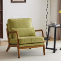 Karl home Mid-Century Modern Accent Chair Living Room Chairs with Pillow Corduroy Upholstered Lounge Armchair with Solid Wood Frame &amp Soft Cushion for Bedroom Reading Room Green