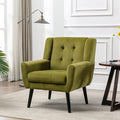 SSLine Velvet Accent Arm ChairSolid Wood Frame Modern Upholstered Wingback Single Sofa Armchair Club Chair with Metal Legs Thick Cushion for Living Room Bedroom (Green)