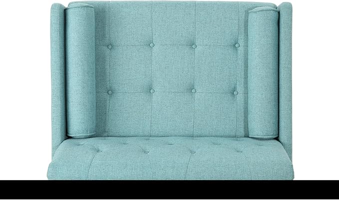 38 Comfy Chair and A Half with Button Tufted Backrest Round Armrest Pillows Mid Century Modern Oversized Accent Chair with Wood Legs for Living Room Bedroom or Small Spaces (Blue)