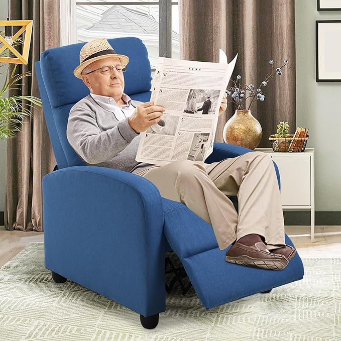 Recliner ChairSingle SofaLiving Room ChairsReading ChairRecliner Chairs for AdultsReclining SofaHome Theater SeatingLash Recliner ChairBlue