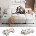 Sunny Heart Modular Sectional Sleeper Sofa with Pull Out Bed Chenille U Shaped Sectional Sofa with USB Ports/Adjustable Backrest/2 Storage Seats Tool-Free Assembly Couches for Living Room Beige