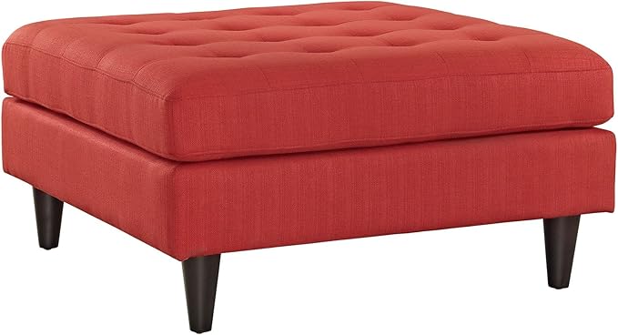Modway EEI-2139-ATO Empress Mid-Century Modern Upholstered Fabric Large Ottoman In Atomic Red Orange