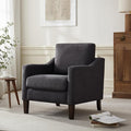 VKNOW Mid Century Modern Accent Chair Upholstered Living Room Chairs Armchair for Bedroom Comfy Reading Accent Chairs with Wood Legs for Living Room (1 Dark Grey)