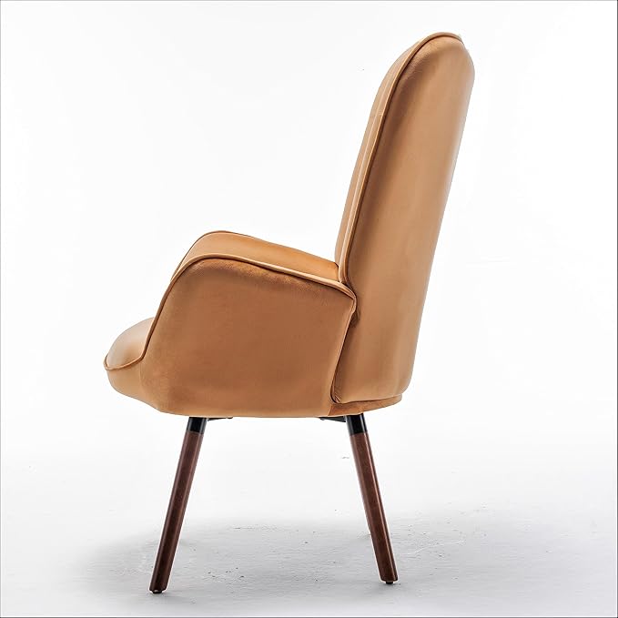 Chic Accent Arm Chairs for Living Room Bedroom or Home Office Button-Tufted Midcentury Armchair with Wingback Design and Splayed Legs Mustard Yellow