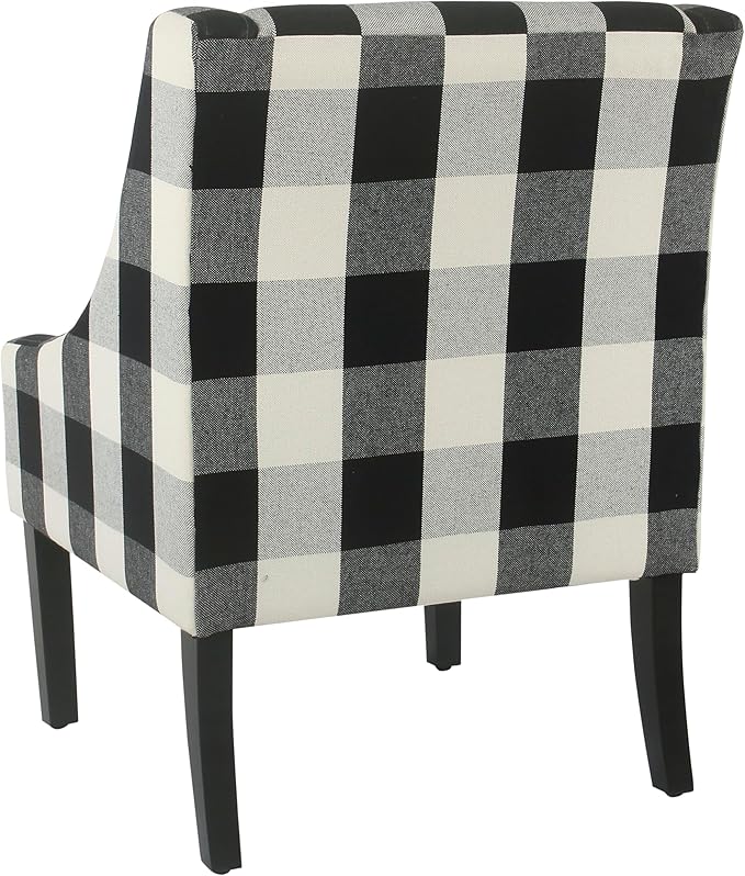 Homepop Home Decor | Upholstered Swoop Arm Accent Chair | Accent Chairs for Living Room &amp Bedroom | Decorative Home Furniture Black Plaid