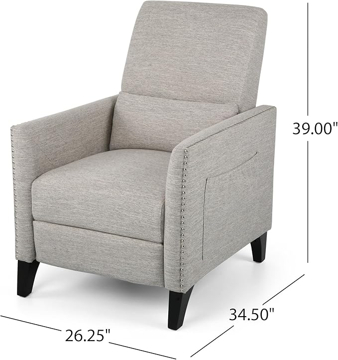 Mid-Century Fabric Rocker Recliner Chair with Tufted Design Adjustable Single Recliner Sofa with Thicker Seat Cushion with Pocket for Living Room Bedroom Apartment (Light Grey Style2)